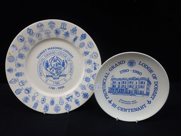 POOLE POTTERY: TWO 'DORSET MASONIC LODGES' PLATES