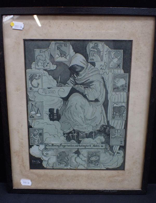 DAVID WILSON: A WWI ALLEGORICAL PEN AND WASH DRAWING