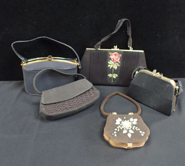 FIVE VINTAGE EVENING BAGS