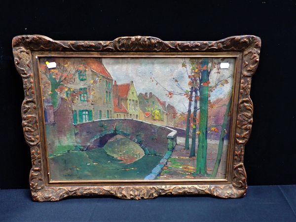 LOUIS RECKELBUS (BELGIAN, EARLY 20TH CENTURY): 'QUAI VERT, BRUGES'