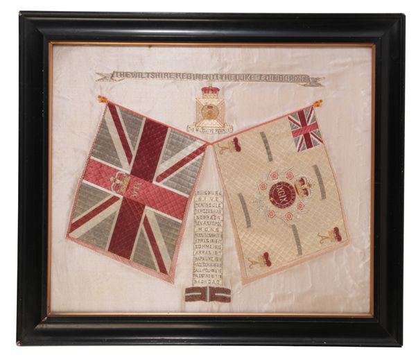 A WILTSHIRE REGIMENT SILK EMBROIDERY OF BATTLE HONOURS