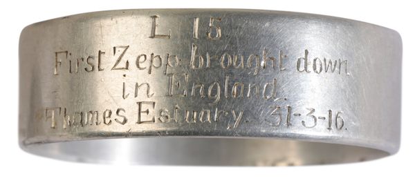 A NAPKIN RING MADE FROM ZEPPLIN 'L15'