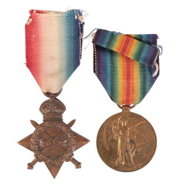 1914/15 STAR AND VICTORY MEDAL TO CAPTAIN FENCHELLE MC ROYAL FUS