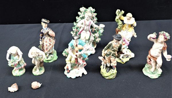 A PAIR OF LATE 18TH CENTURY DERBY PORCELAIN FIGURES - A HUNTING COUPLE