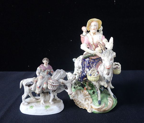 A LATE 18TH CENTURY DERBY PORCELAIN FIGURE - ‘THE WELSH TAILOR’S WIFE’