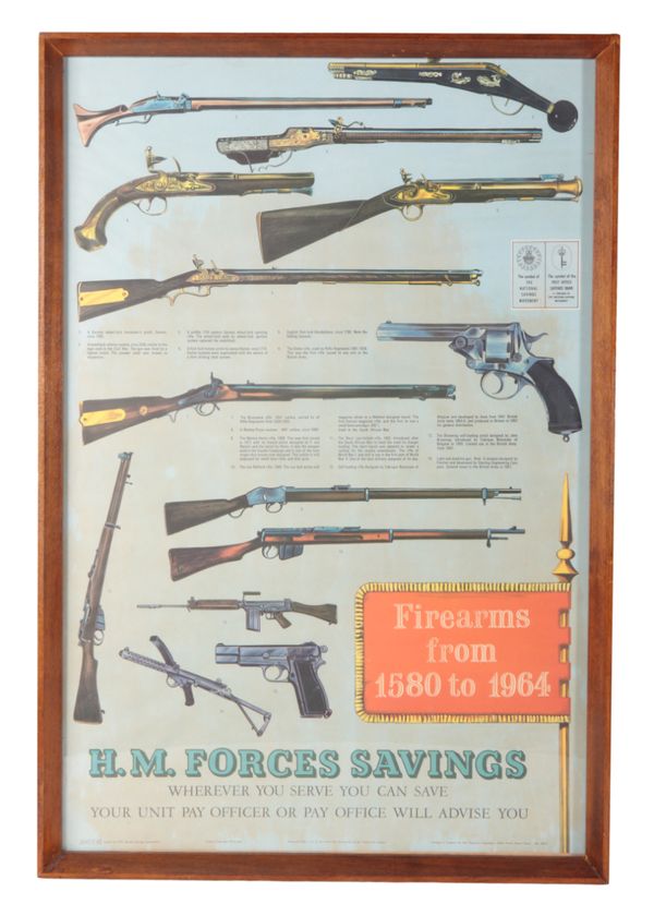 H.M. FORCES SAVINGS POSTER FOR FIREARMS FROM 1580 TO 1964