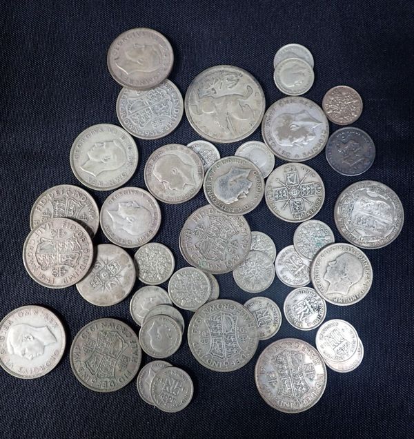 A QUANTITY OF PRE-1947 BRITISH SILVER COINS