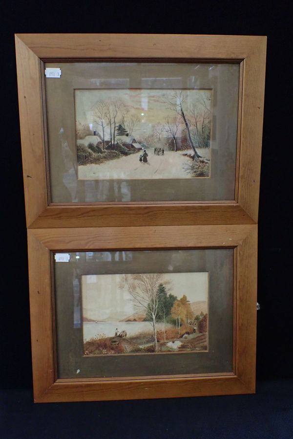 WINTER SCENES, A PAIR OF WATERCOLOURS, LATE 19TH CENTURY