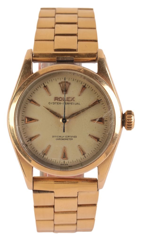 ROLEX OYSTER PERPETUAL: A GOLD PLATED GENTLEMAN'S WRISTWATCH