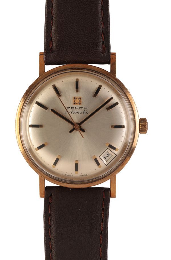 ZENITH: A GENTLEMAN'S 9CT GOLD WRISTWATCH