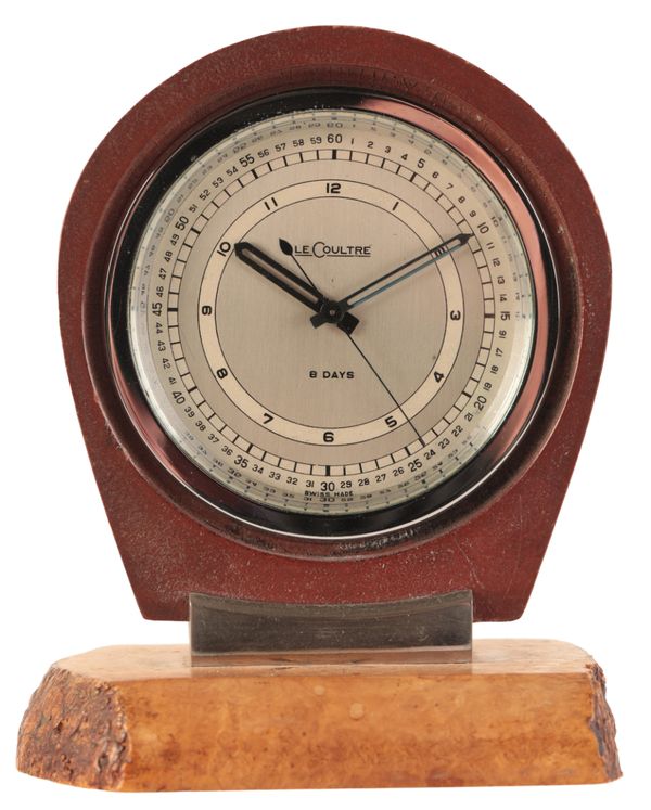 A LECOULTRE EIGHT DAY SECTOR DIAL DESK CLOCK