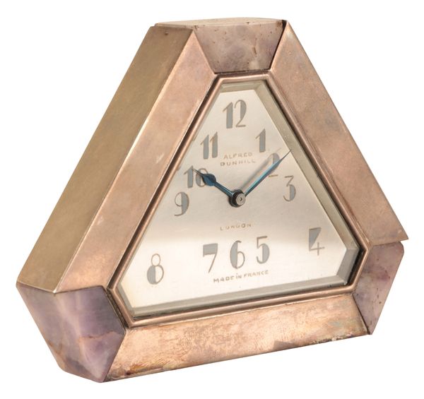 ALFRED DUNHILL: A SILVER AND MARBLE DESK CLOCK