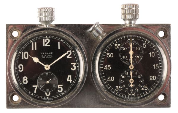 HEUER RALLY-MASTER: A STAINLESS STEEL CLOCK AND STOPWATCH DASHBOARD SET