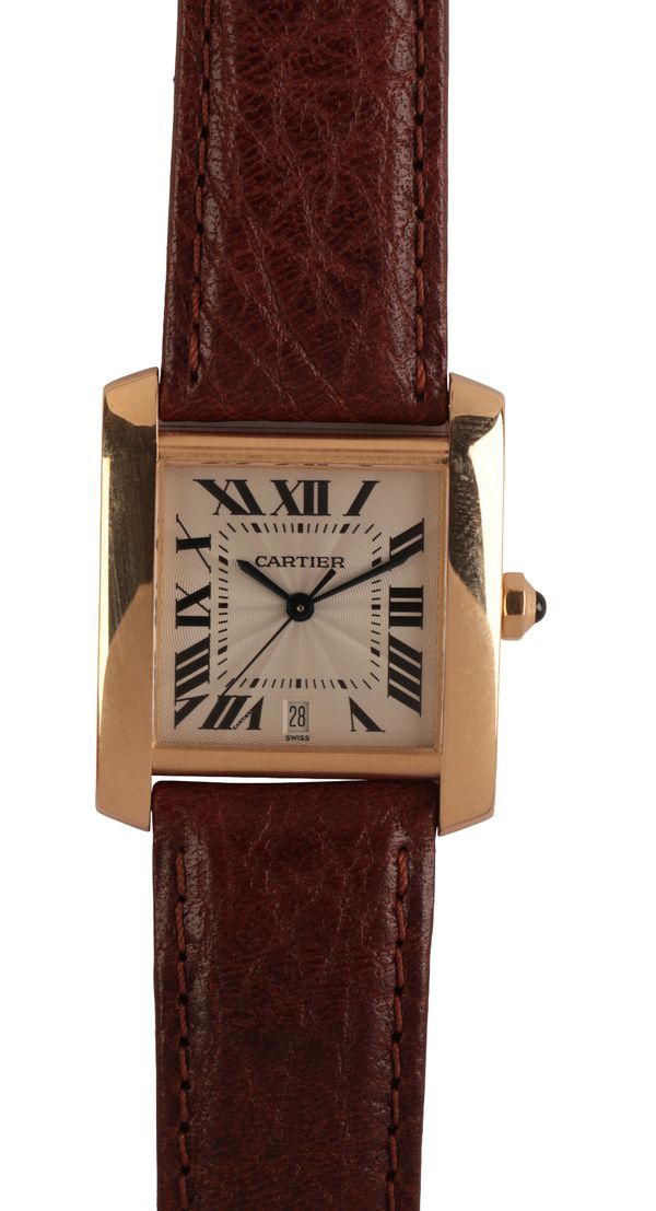 CARTIER TANK FRANÇAISE: A GENTLEMAN'S 18CT GOLD  WRISTWATCH