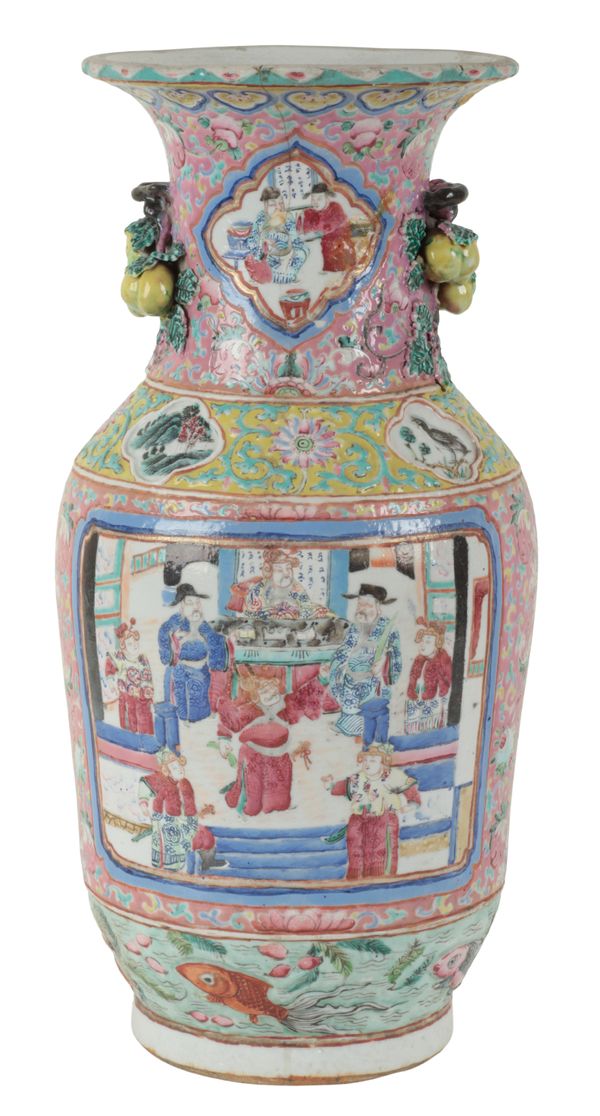 A CHINESE CANTON FAMILLE ROSE VASE