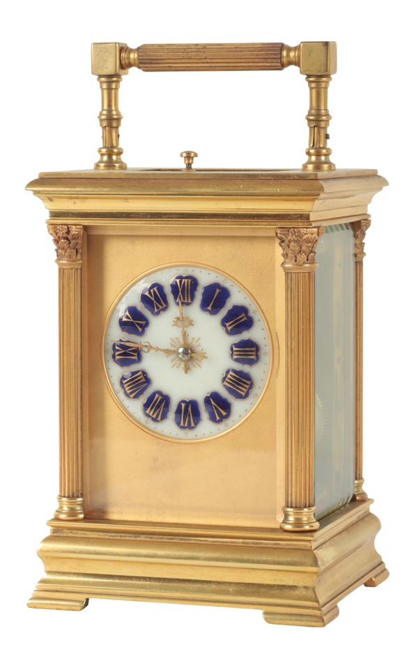 A FRENCH BRASS CARRIAGE CLOCK