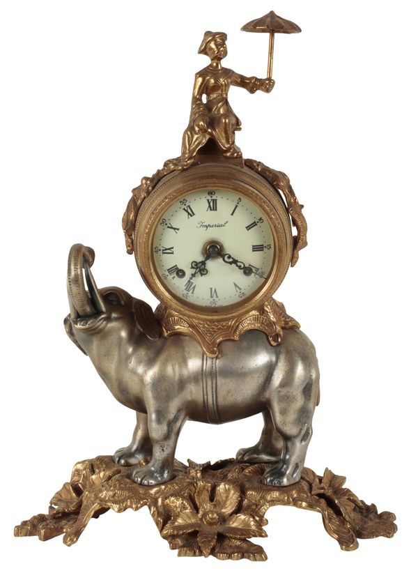 A GILT METAL MANTEL CLOCK BY BREVETTATO, ITALY