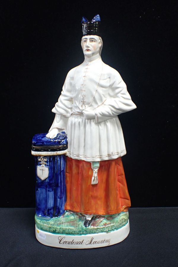 A LARGE STAFFORDSHIRE FIGURE; 'CARDINAL MANNING'