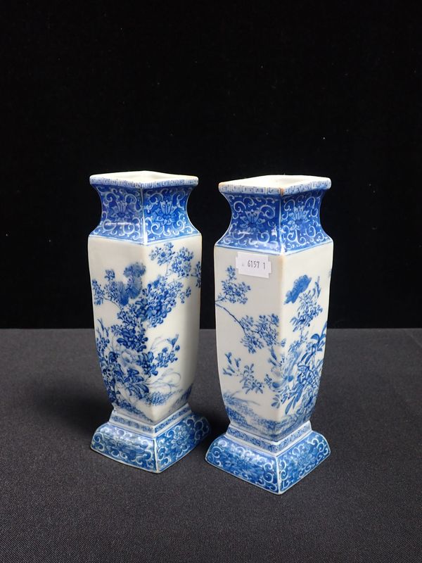 A PAIR OF CHINESE VASES OF SQUARED FORM