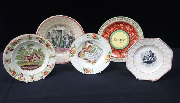 FIVE 19TH CENTURY CHILDREN'S PLATES