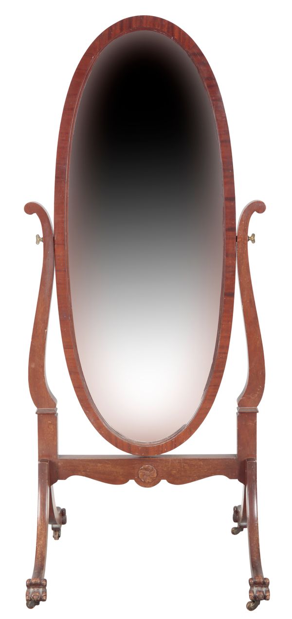 A VICTORIAN MAHOGANY CHEVAL MIRROR