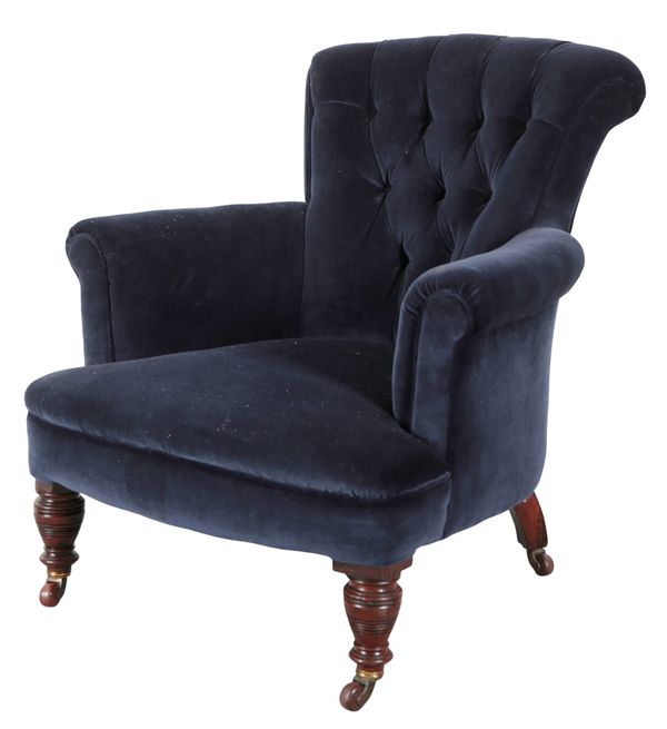 A VICTORIAN EASY ARMCHAIR