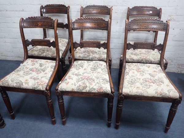 A SET OF SIX REGENCY SIMULATED ROSEWOOD DINING CHAIRS