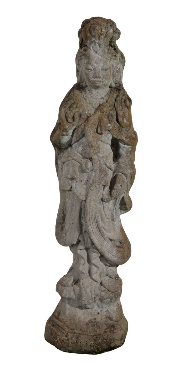 A RECONSTITUTED STONE FIGURE OF A GODDESS