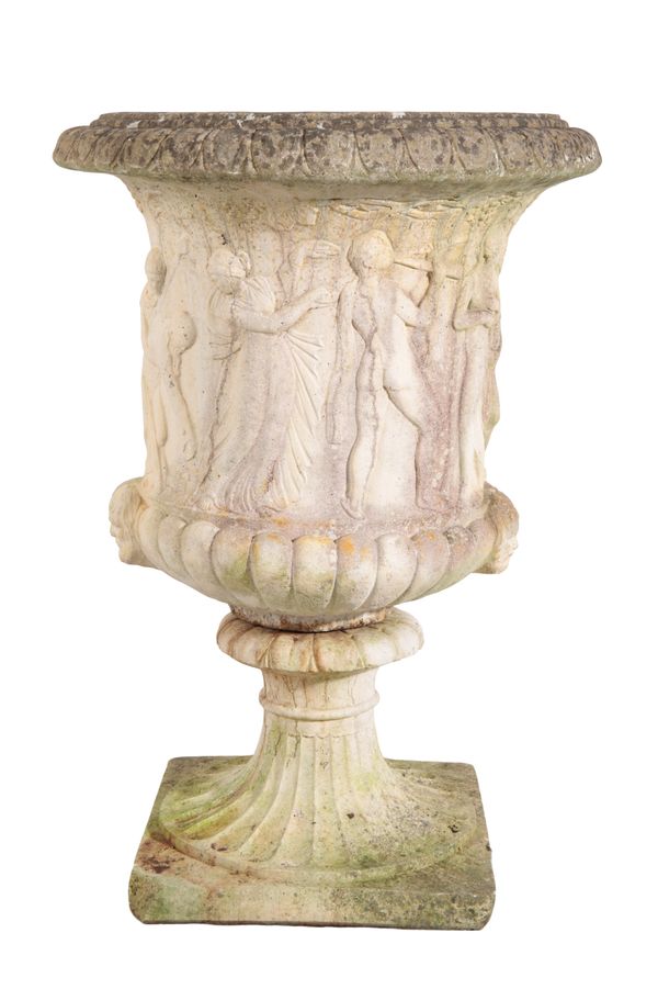 A LARGE RECONSTITUTED STONE URN