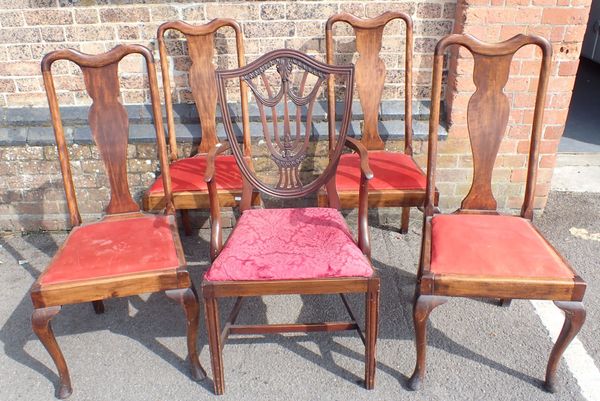 FOUR 1920S GEORGE I STYLE DINING CHAIRS