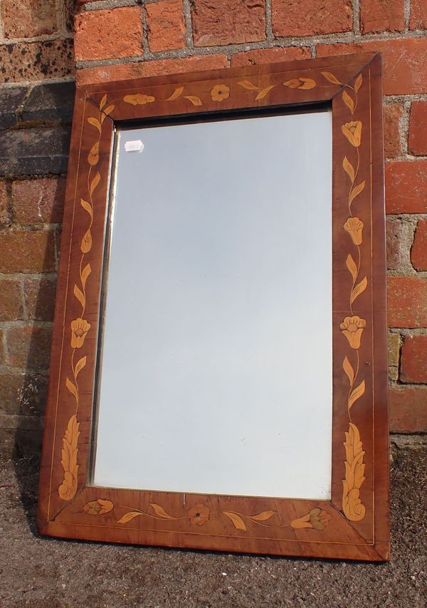 A DUTCH MARQUETRY FRAMED MIRROR