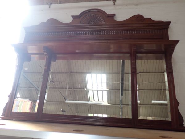 A VICTORIAN MAHOGANY OVERMANTEL MIRROR