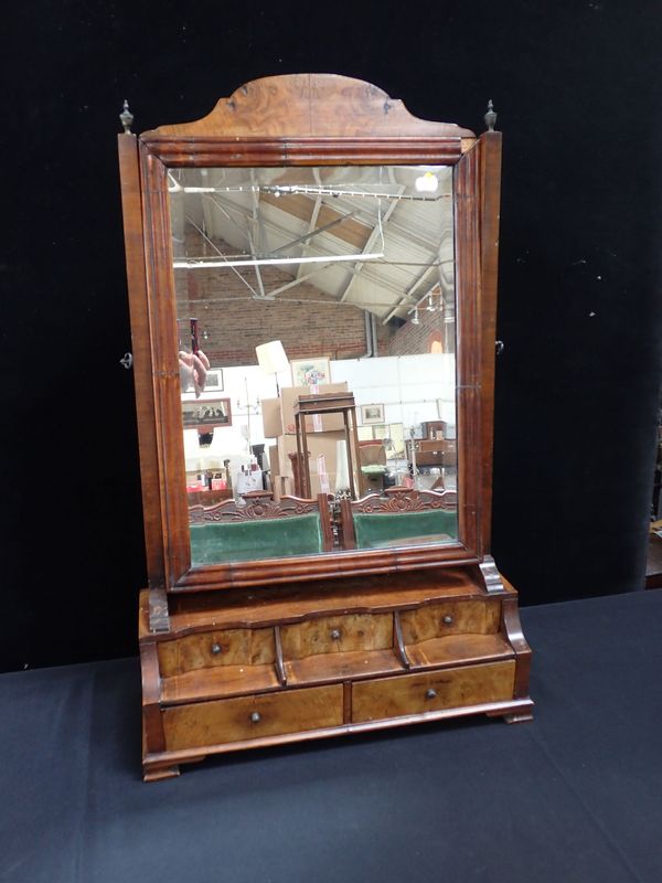 A GEORGE I WALNUT DRESSING MIRROR