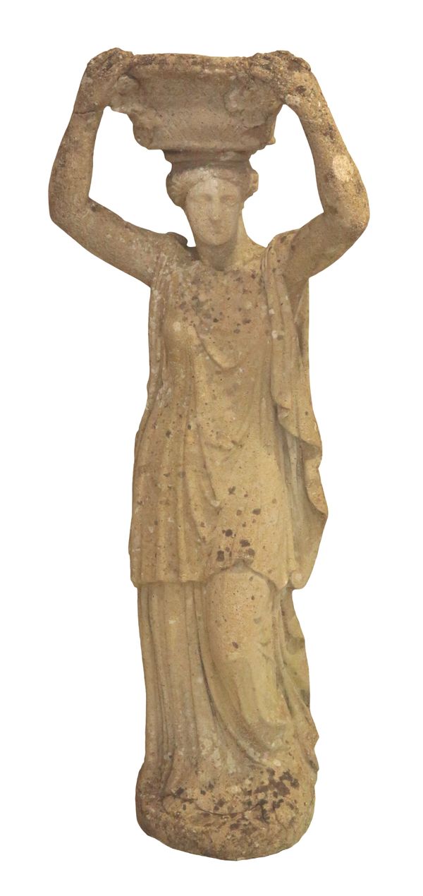 A RECONSTITUED STONE FIGURE OF A CLASSICAL MAIDEN