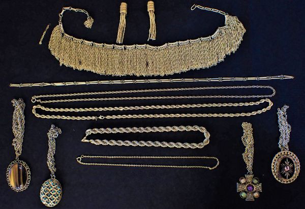 A COLLECTION OF GOLD-PLATED AND YELLOW METAL JEWELLERY