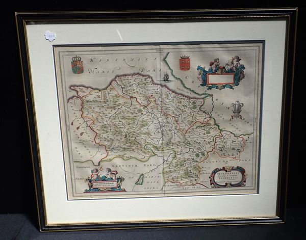 W.BLAEU ENGRAVED MAP OFDENBEIGHSHIRE AND FLINTSHIRE