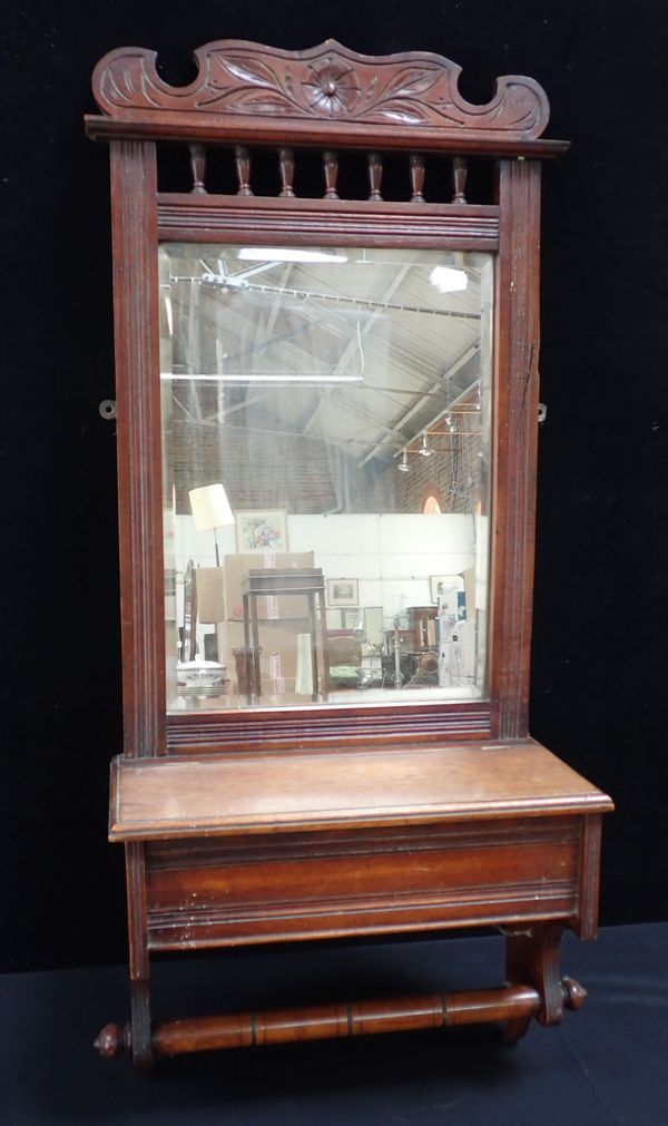 A LATE VICTORIAN MAHOGANY OVER BASIN MIRROR