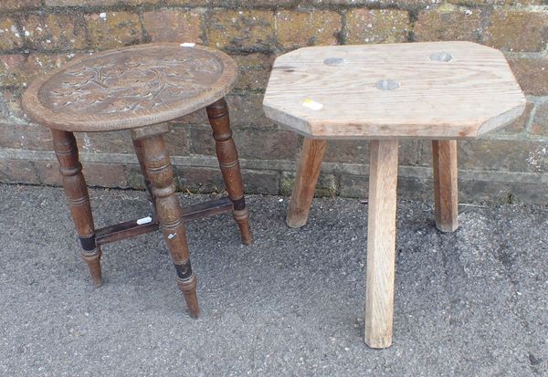 A 19TH CENTURY MILKING STOOL