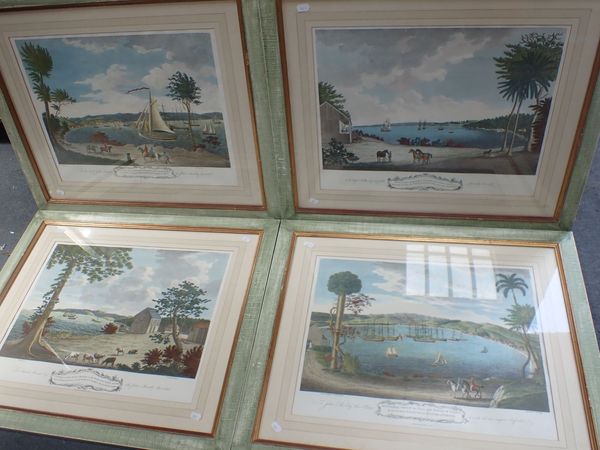 FOUR JAMAICAN SCENES, IN PAINTED AND GILT FRAMES