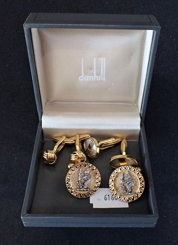 DUNHILL: A PAIR OF KNOT GOLD PLATED CUFFLINKS