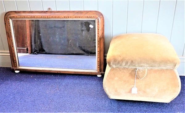 A VELVET COVERED BOX OTTOMAN STOOL