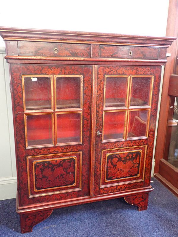 A CHINOISERIE DECORATED GLAZED CABINET, POSSIBLY FRENCH