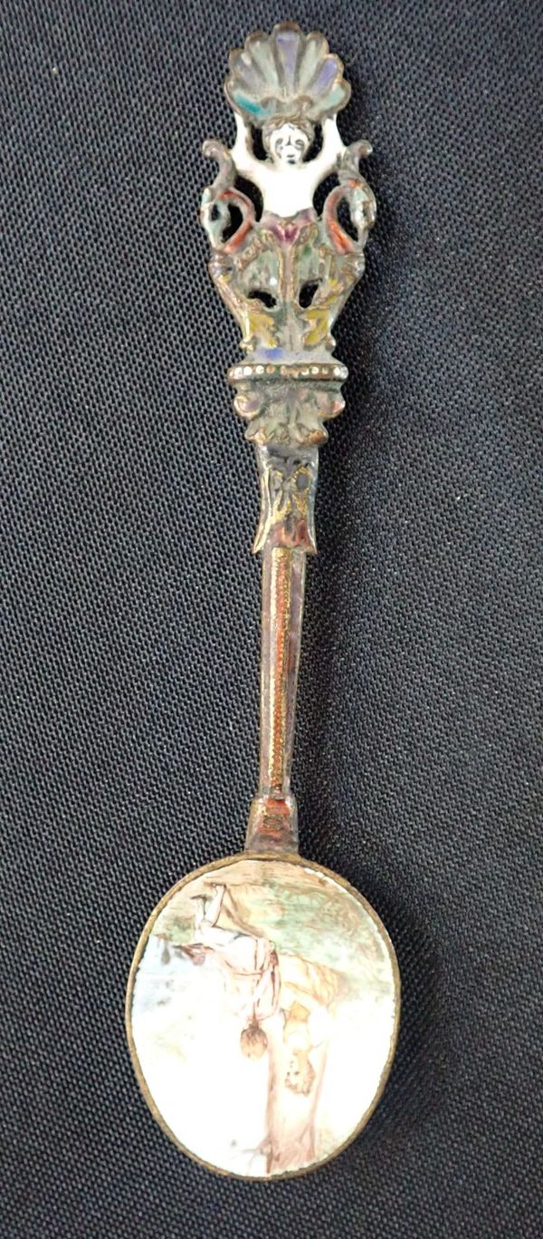 A PAINTED ENAMEL SPOON