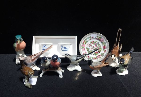 A COLLECTION OF CONTINENTAL CERAMIC BIRD ORNAMENTS