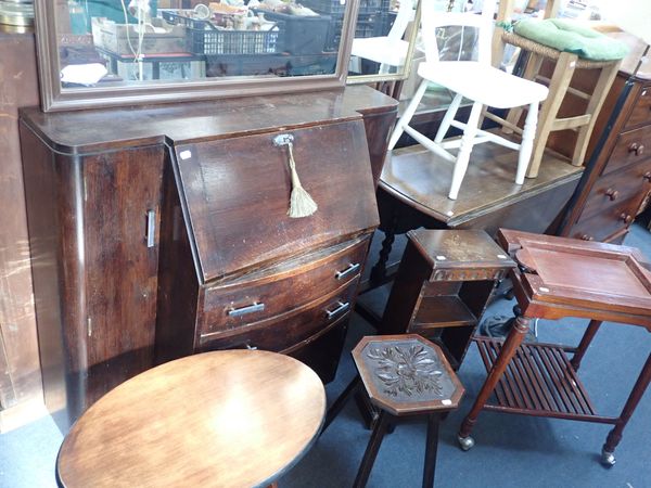 AN ART DECO OAK BUREAU, DATED 1930