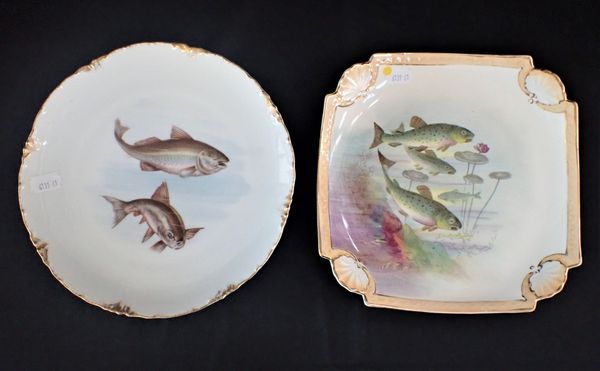 TWO CONTINENTAL FISH DECORATED PLATES