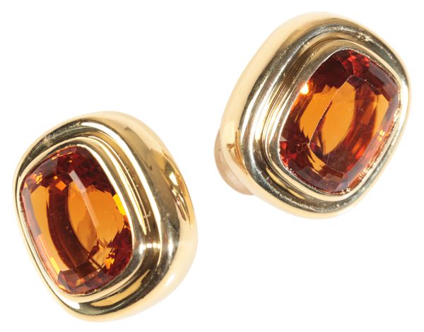 PALOMA PICASSO FOR TIFFANY: A PAIR OF 18CT GOLD CITRINE EARRINGS
