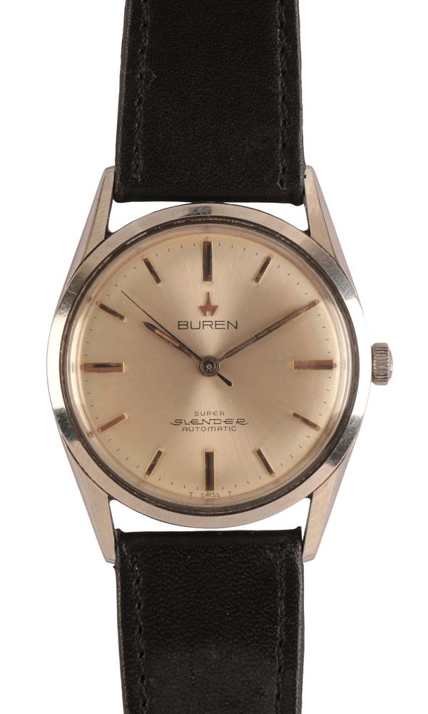 BUREN SUPER SLENDER AUTOMATIC: A GENTLEMAN'S STAINLESS STEEL WRISTWATCH