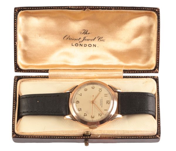 J.W. BENSON OF LONDON: A GENTLEMAN'S 9CT GOLD WRISTWATCH