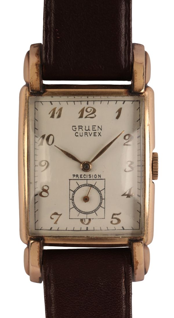 GRUEN CURVEX: A GENTLEMAN'S GOLD-PLATED WRISTWATCH